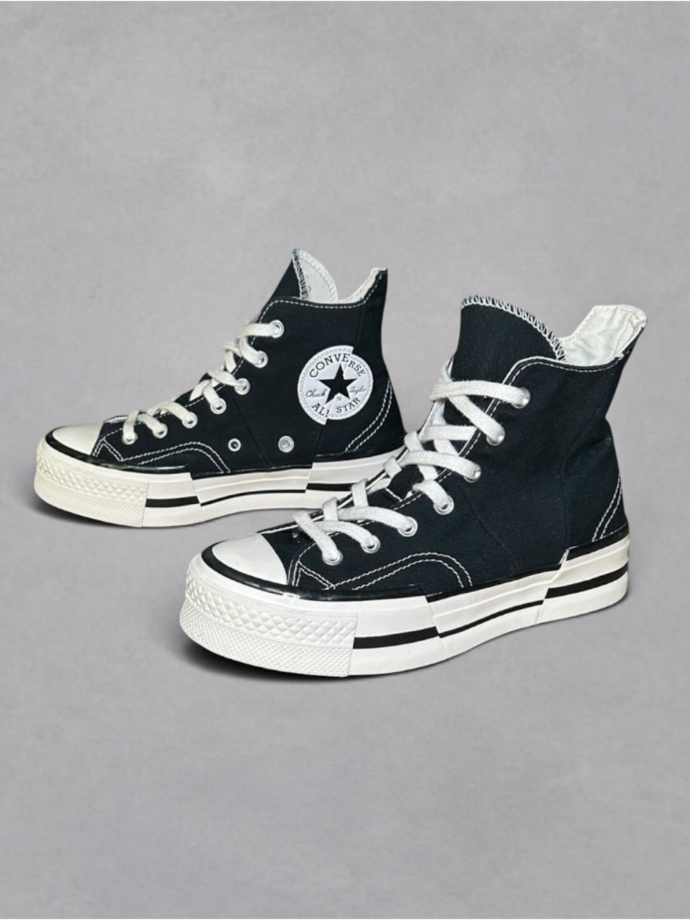 Converse Chuck 70 Plus High Black Egret Platform Sneakers Women’s 7.5